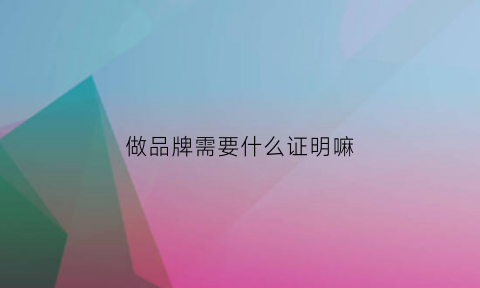 做品牌需要什么证明嘛