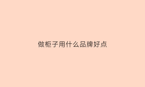 做柜子用什么品牌好点