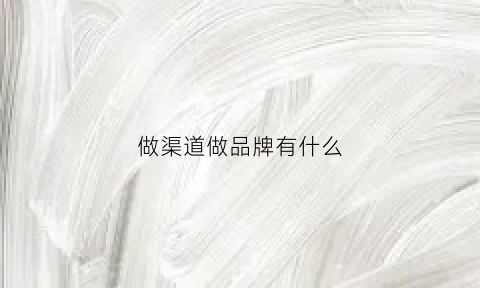 做渠道做品牌有什么(做渠道的公司)