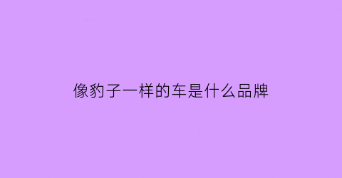 像豹子一样的车是什么品牌(像豹子一样的车是什么品牌的)