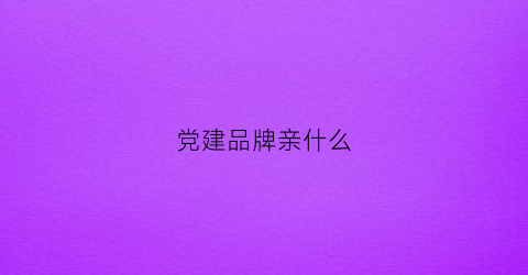 党建品牌亲什么(党建品牌建设)