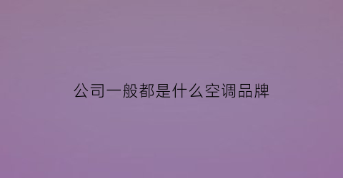 公司一般都是什么空调品牌(空调公司机什么意思)