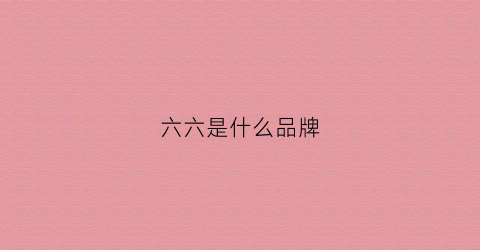 六六是什么品牌(六六六是什么东西)