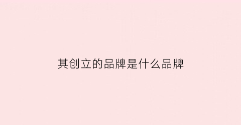 其创立的品牌是什么品牌(其主要创立者是)