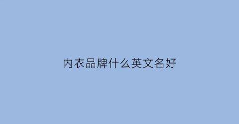 内衣品牌什么英文名好(内衣品牌什么英文名好听)