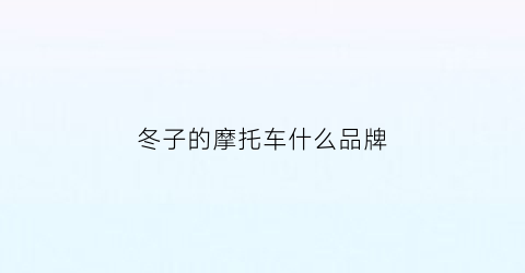 冬子的摩托车什么品牌(冬兵同款摩托车)