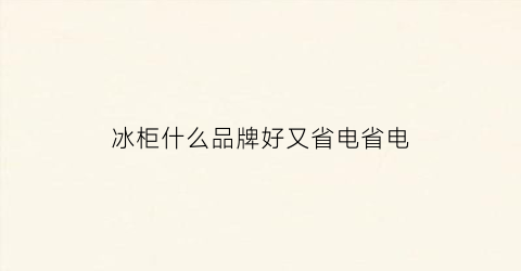 冰柜什么品牌好又省电省电