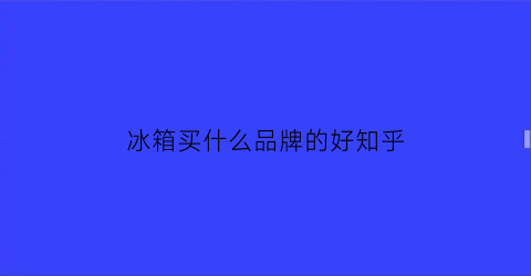 冰箱买什么品牌的好知乎(冰箱买什么品牌)