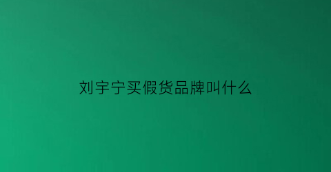 刘宇宁买假货品牌叫什么(刘宇宁买假货品牌叫什么名字来着)