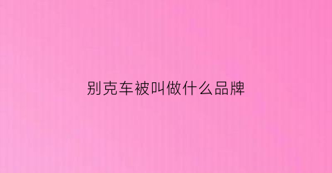 别克车被叫做什么品牌(别克俗称外号)