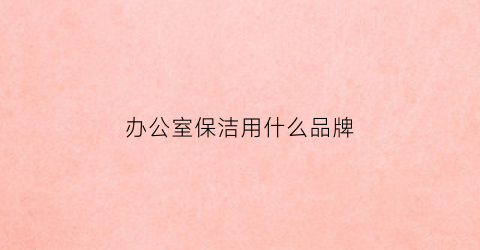 办公室保洁用什么品牌(办公室保洁哪里好)