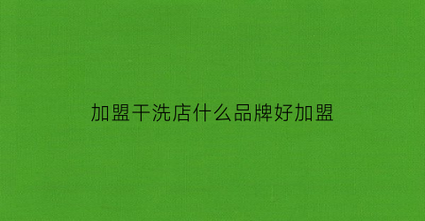 加盟干洗店什么品牌好加盟(加盟干洗店哪家比较好)