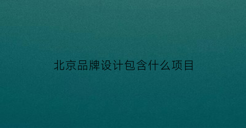 北京品牌设计包含什么项目(北京品牌设计工作室)