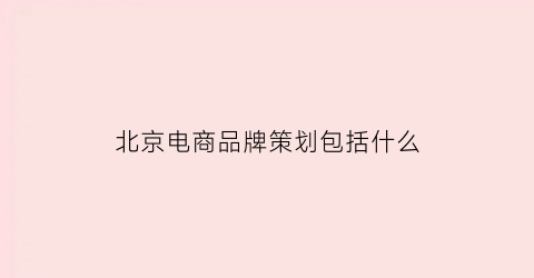 北京电商品牌策划包括什么(北京电商品牌策划包括什么项目)