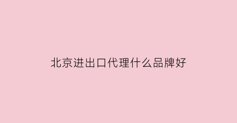 北京进出口代理什么品牌好(北京外贸进出口代理公司)