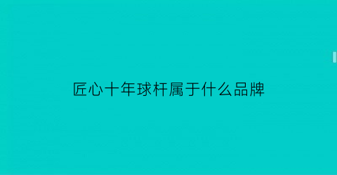 匠心十年球杆属于什么品牌(十年匠心品质下一句)