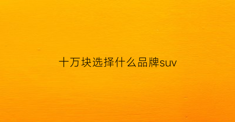 十万块选择什么品牌suv(十万元买什么suv)
