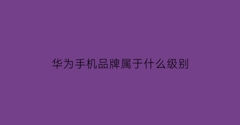 华为手机品牌属于什么级别(华为手机品牌属于什么级别的手机)