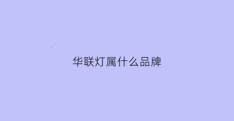 华联灯属什么品牌(华联官方网站)