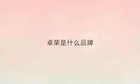 卓荣是什么品牌