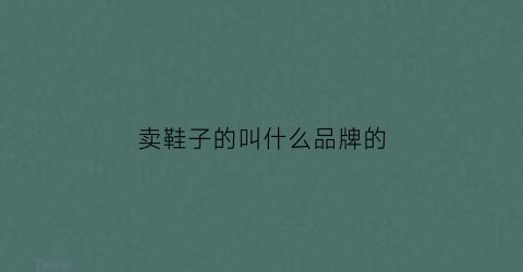 卖鞋子的叫什么品牌的(卖鞋子叫什么名字)