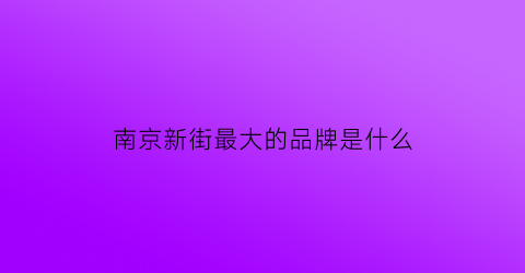 南京新街最大的品牌是什么(南京新街口的购物中心)