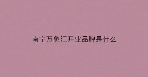南宁万象汇开业品牌是什么(南宁万象汇入驻品牌)