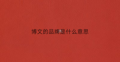 博文的品牌是什么意思(博文鞋怎么样)