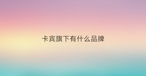 卡宾旗下有什么品牌(卡宾集团有哪些品牌)