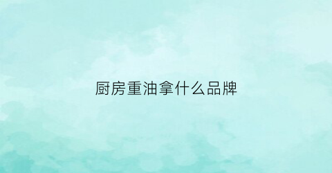 厨房重油拿什么品牌(厨房重油污哪个牌子好)