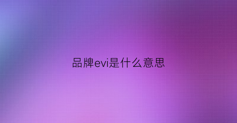 品牌evi是什么意思