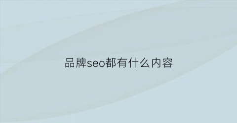 品牌seo都有什么内容(品牌seo都有什么内容类型)