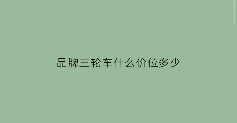 品牌三轮车什么价位多少(目前三轮车价格是多少哪个品牌的更好一些)