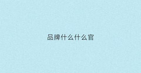 品牌什么什么官(品牌是什么呢)