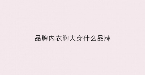 品牌内衣胸大穿什么品牌(哪个牌子的内衣适合胸大的人穿)