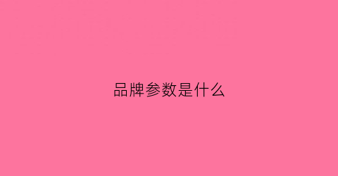 品牌参数是什么(品牌参照系)