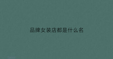 品牌女装店都是什么名(品牌女装店有哪些牌子)
