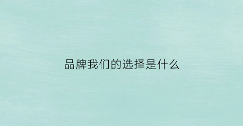 品牌我们的选择是什么(品牌我们的选择是什么意思)