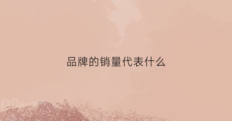 品牌的销量代表什么(品牌销售额什么意思)