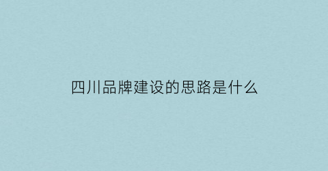 四川品牌建设的思路是什么