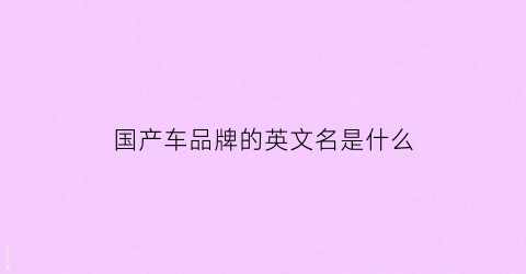 国产车品牌的英文名是什么(国产车英文字母表示是什么车)