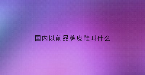 国内以前品牌皮鞋叫什么