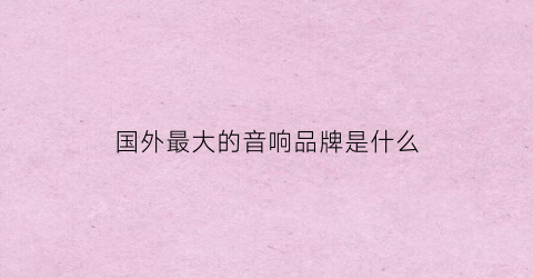 国外最大的音响品牌是什么(国外音响怎么样)