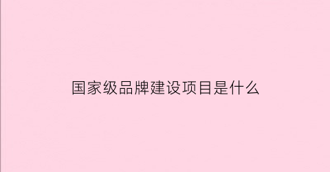 国家级品牌建设项目是什么(国家级品牌建设项目是什么单位)