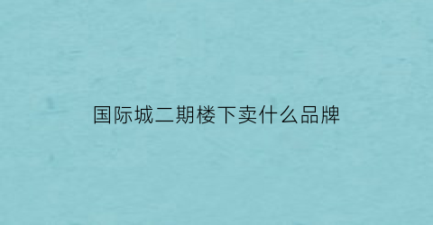 国际城二期楼下卖什么品牌(国际城小区)