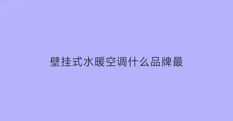 壁挂式水暖空调什么品牌最(水暖空调壁挂式水暖空调)