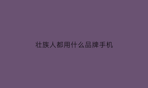 壮族人都用什么品牌手机(壮族人喜欢干什么)