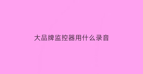 大品牌监控器用什么录音(录音效果好的监控)