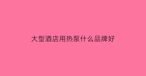 大型酒店用热泵什么品牌好(大型酒店用热泵什么品牌好些)