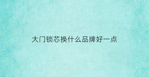 大门锁芯换什么品牌好一点(大门锁芯换什么品牌好一点呢)